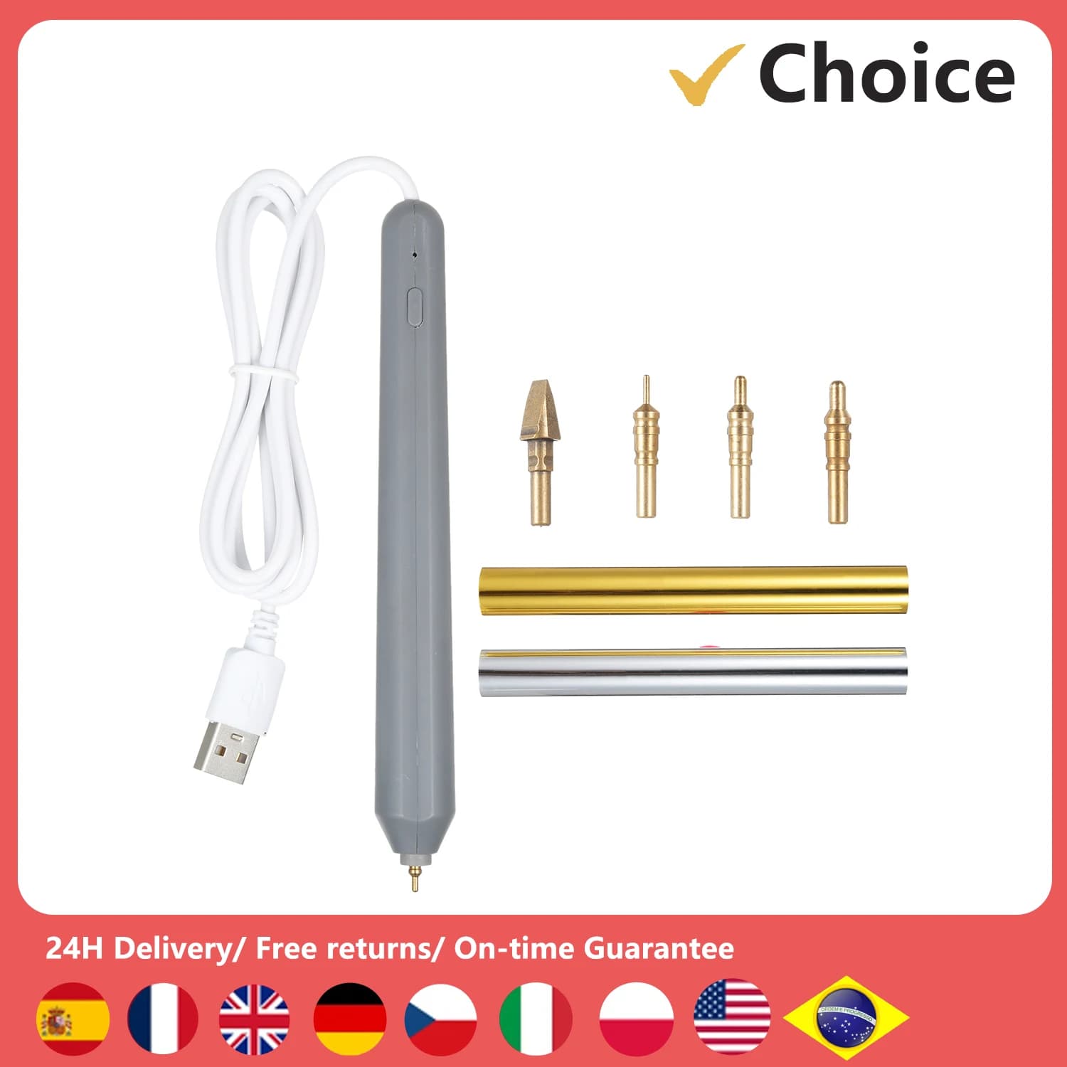 Hot Heated Foil Pens Set USB Heat for Scrapbooking Tool Kits Gold & Silver Hot Roll for Card Making Craft with USB Cable DC5V