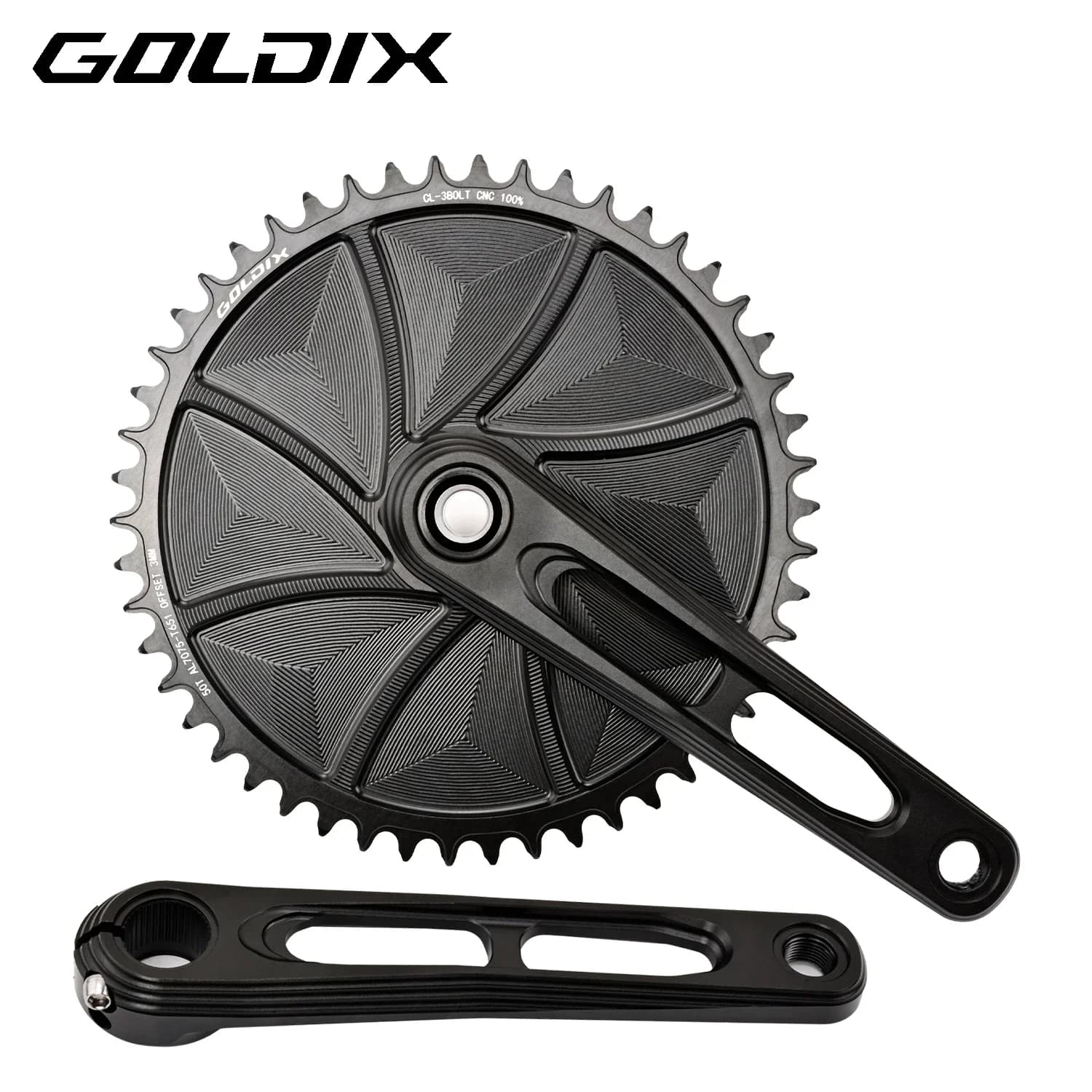 GOLDIX Road Bike Crankset 1X AERO Single Chainring 36T-58T Narrow Wide 165/170/175mm Crank Length for 3 Bolt Direct Mount Crank