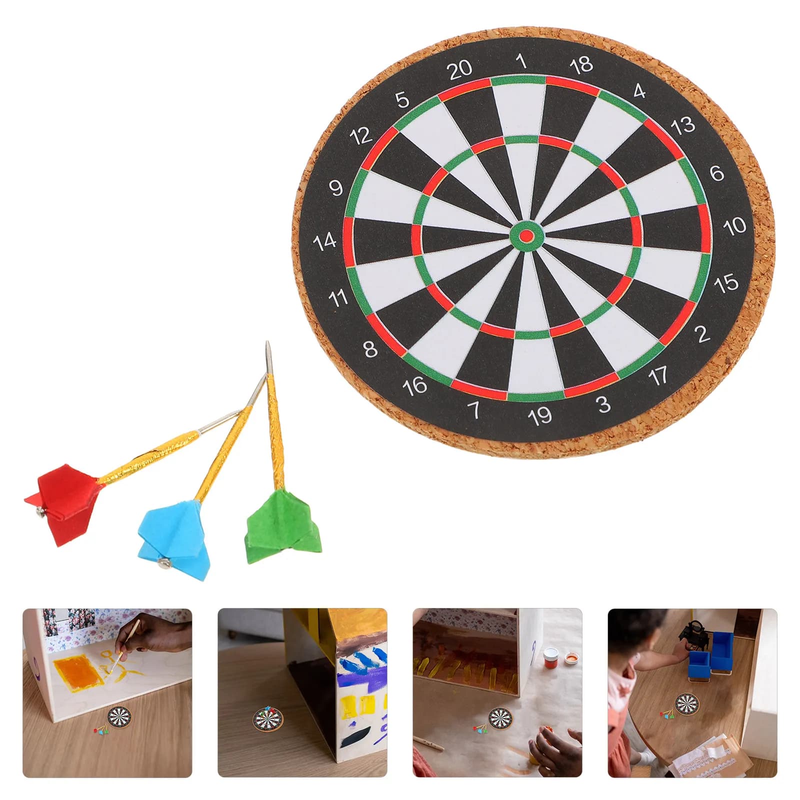Set di Mini Freccette con Punte in Acciaio Realistiche, Gioco in Miniatura per Casa, Ufficio e Scrivania, Accessori per Casa delle Bambole