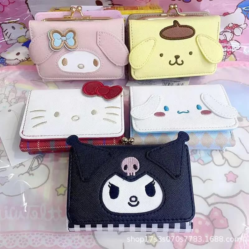 Anime Sanrio Hello Kitty Pu Wallet Kuromi Cinnamoroll Card Purse My Melody Leather Wallet Cartoon Holiday Birthday Gifts