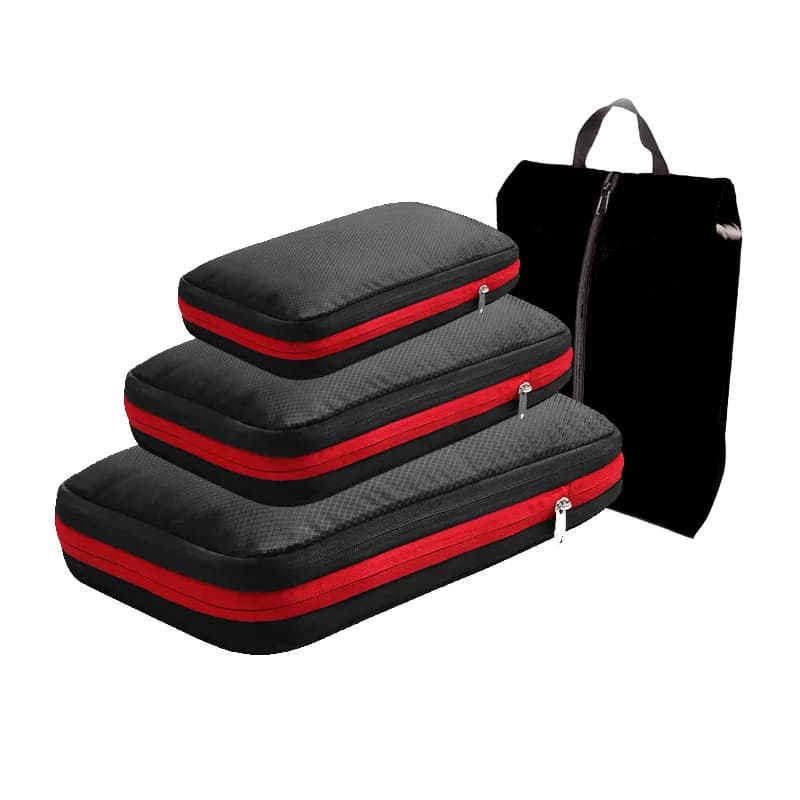 Cubi da imballaggio a compressione da viaggio con borsa per scarpe Organizzatore pieghevole portatile Bagagli Custodia compresibile Custodia da viaggio per vestiti Scarpe