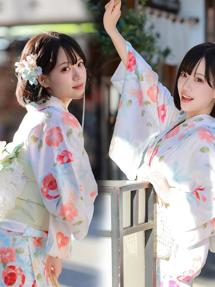 Spring Summer Kimono Bathrobe Cute Donut Kimono Girl Dress Comic Con Art Photography Costume Traditional Japanese Women's Wear