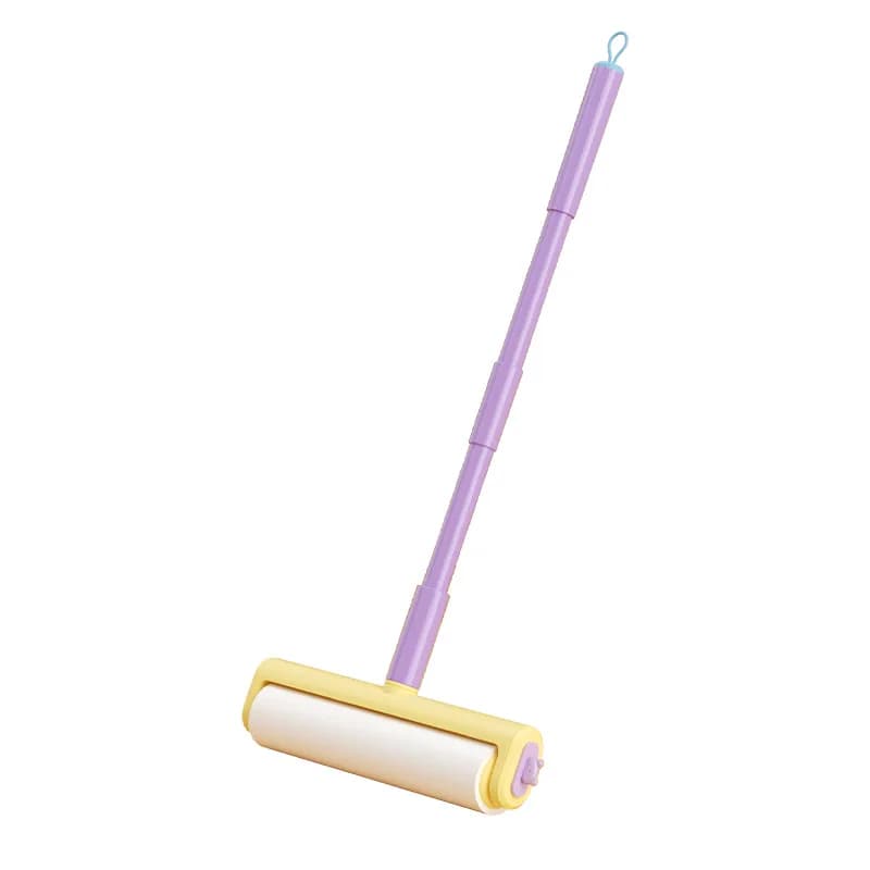 Extendable Lint Roller Long Handle for Carpet Floor Bed Pet Hair Removal 24cm Wide Dopamine Color Sticky Lint Remover Tool