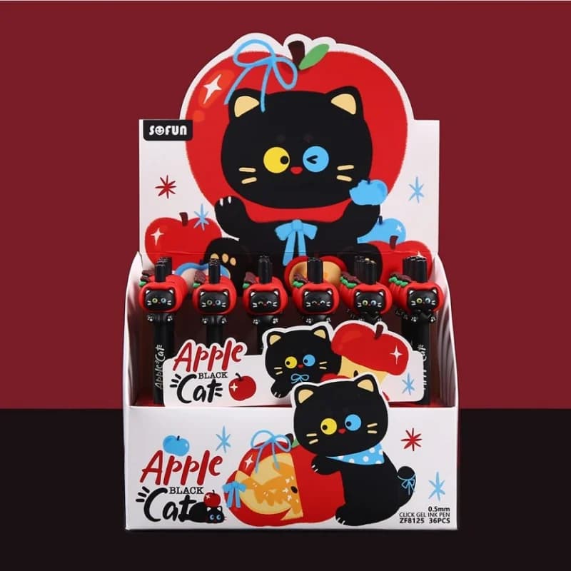 36 pezzi/lotto Penna Gel a Pressione Kawaii Apple Cat, Penna Neutra Carina da 0,5 mm, Forniture Scolastiche, Regalo Promozionale
