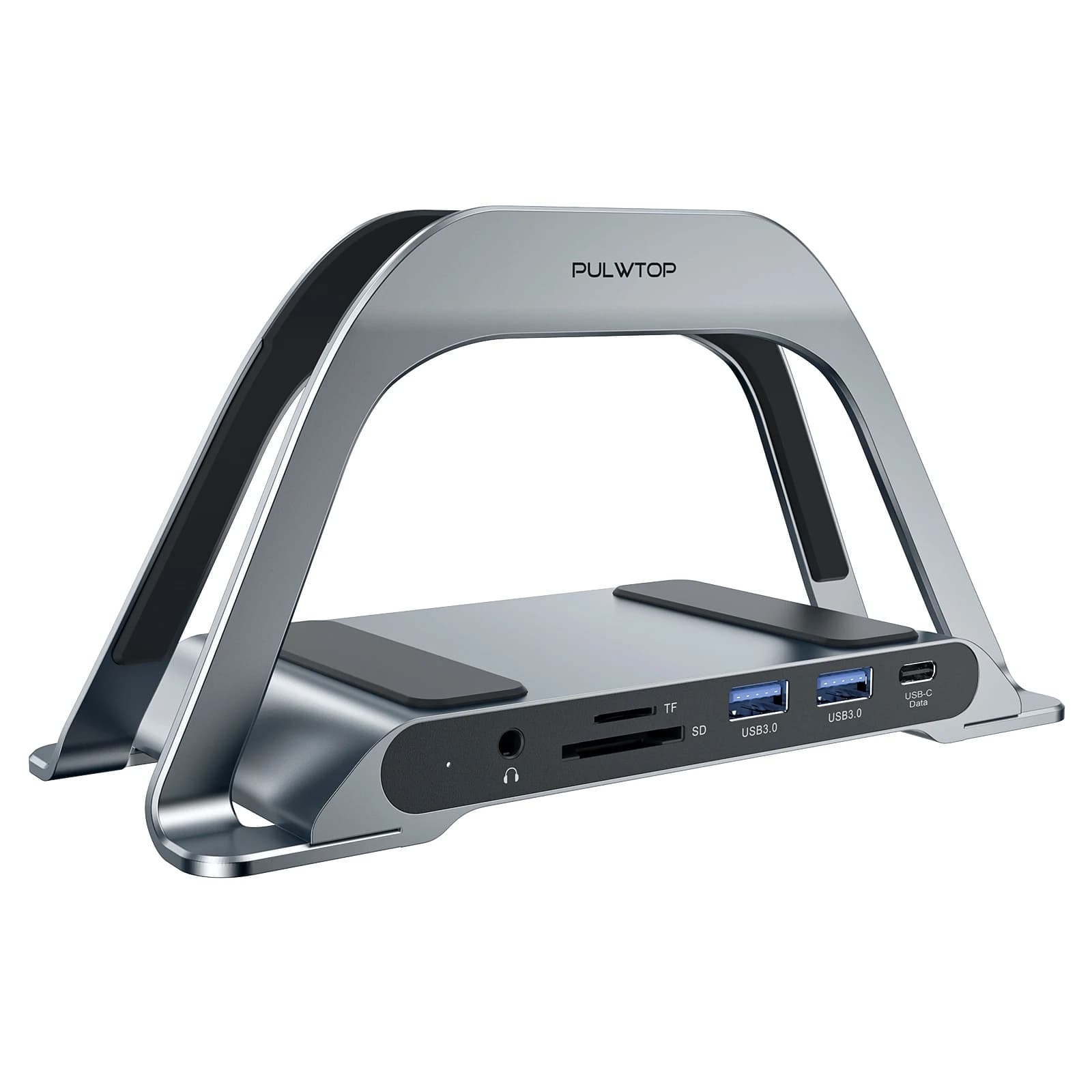 Docking Station PULWTOP USB C con supporto verticale, con HDMI 4K, USB A/C, SD/TF, PD3.0, Ethernet, per MacBook Pro/Air/ laptop