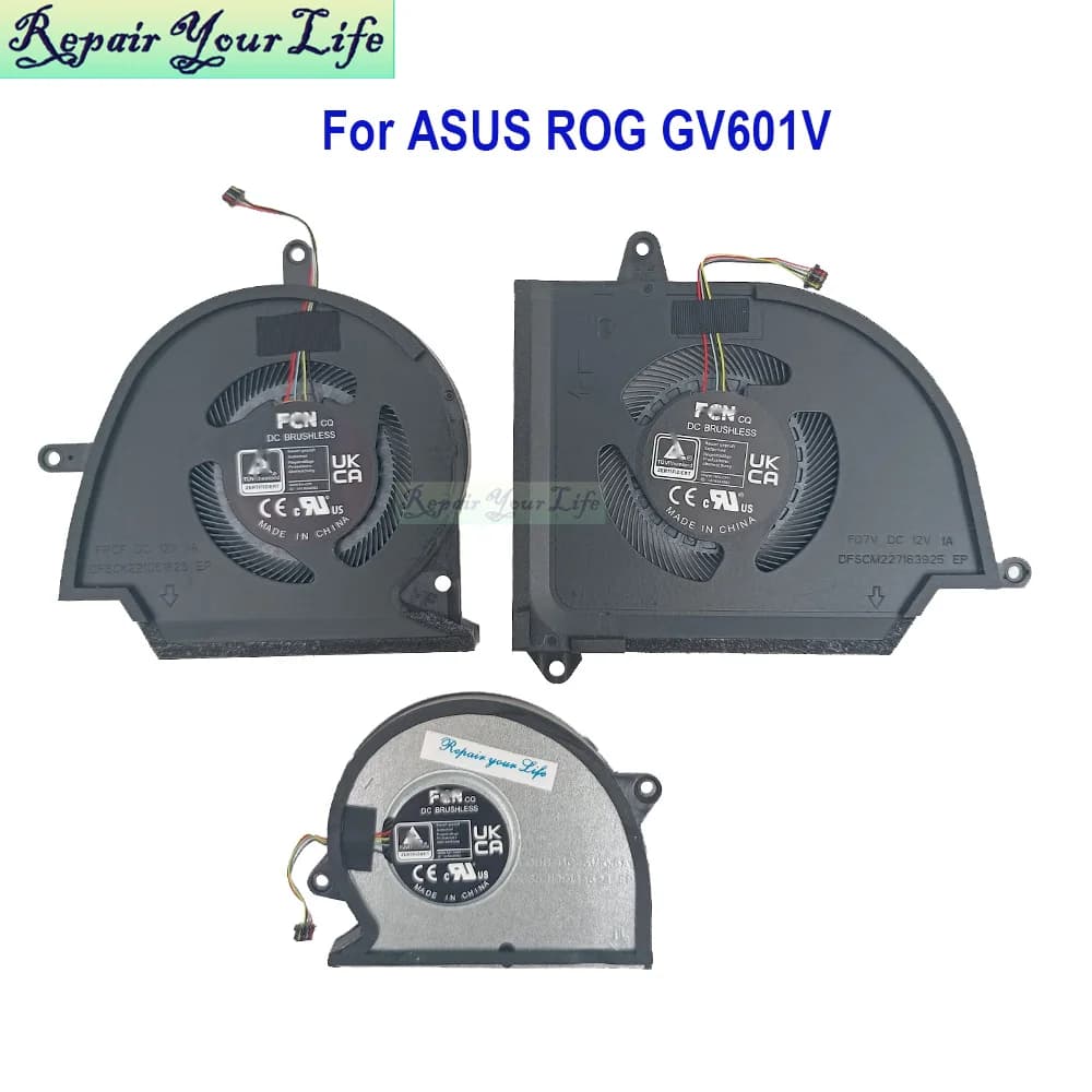 Ventola CPU GPU del computer portatile per Asus ROG Flow X16 GV601VI GV601VV GV601VU GV601 2023 Ventole di raffreddamento del notebook 13NR0010M02011 13NR0F20M02011