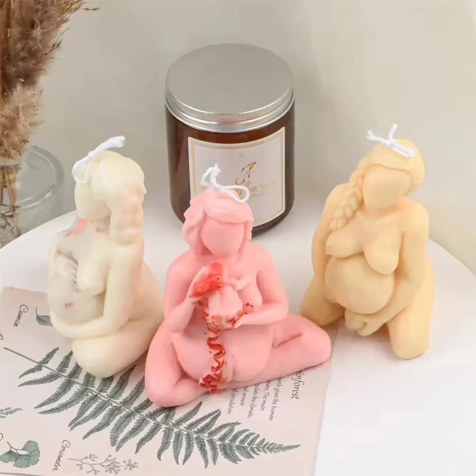 3D Mother Baby Silicone Candle Mold Pregnant Woman Figure Epoxy Resin Mold DIY Childbirth Candle Soap Plaster Mould Home Decor