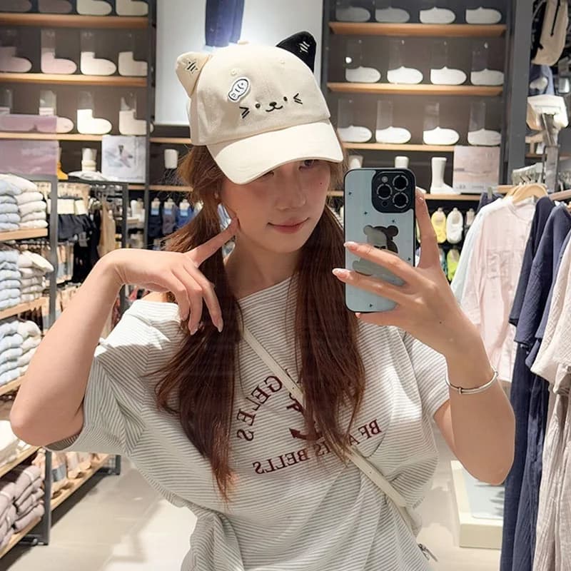 Cool Trendy Y2K Emoticon 3D Baseball Cap Ear Beret Hat Birthday Gift Cotton Casual Style for Women Cartoon Anime Surrounding