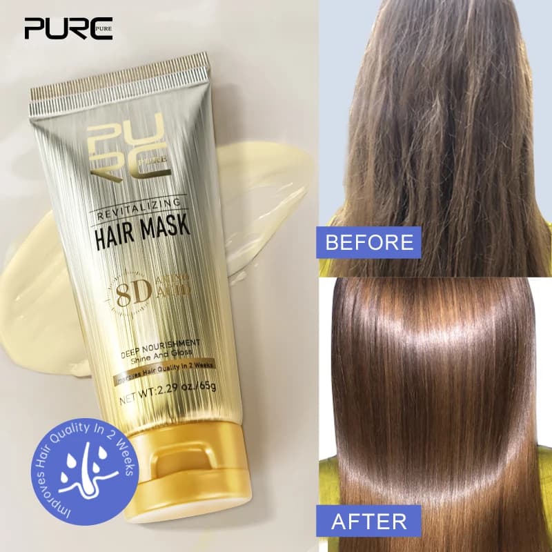 PURC Maschera per capelli all'olio di argan Riparazione lisciante Trattamento per capelli crespi danneggiati Raddrizz Raddrizzamento Nutriente Lucentezza Cura dei capelli 65g Nuove vendite