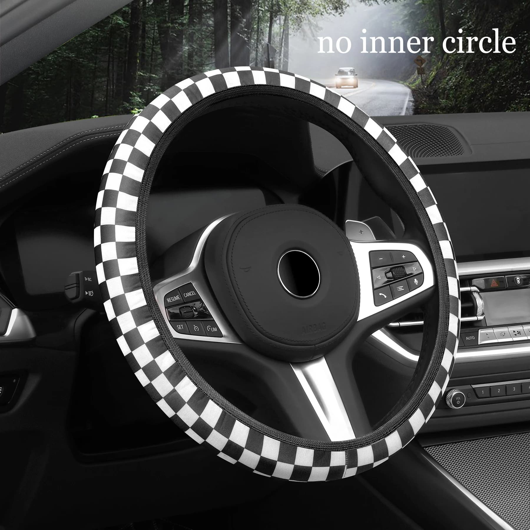 Coprivolante per auto senza anello interno, confortevole, caldo e morbido, accessori per interni auto, adatto per 37-38 cm