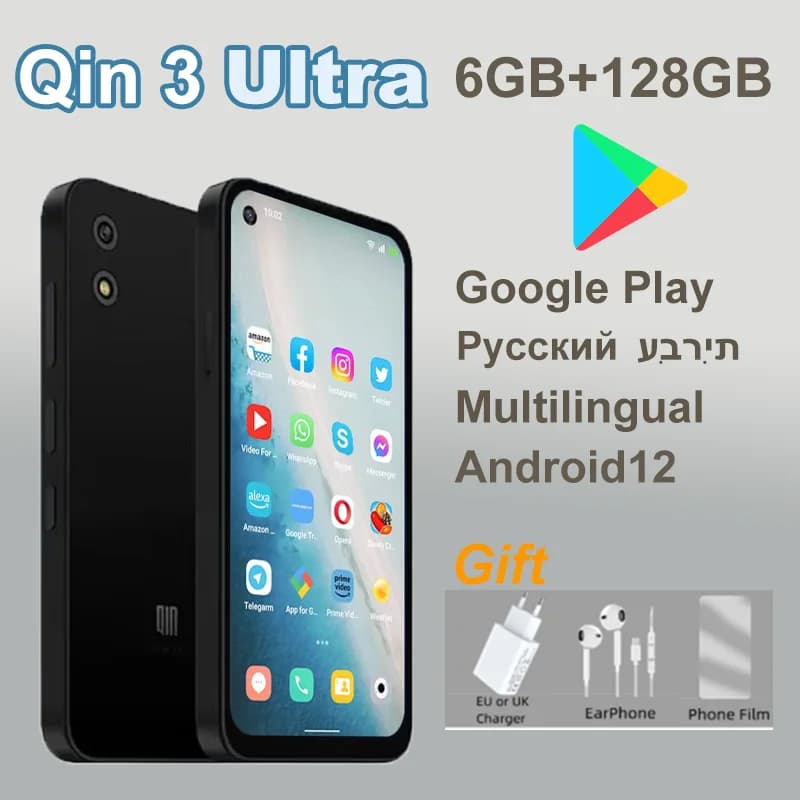 Il telefono Qin 3 Ultra Mini supporta il smartphone Android12 multilingue 4G Google Play da 6 GB + 128 GB Bluetooth WiFi