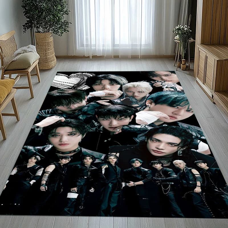 Bang Chan Kpop Stray Kids Tappeto antiscivolo per soggiorno, morbido tappeto per camera da letto, sala giochi per bambini, divano, decorazioni per la casa, regalo
