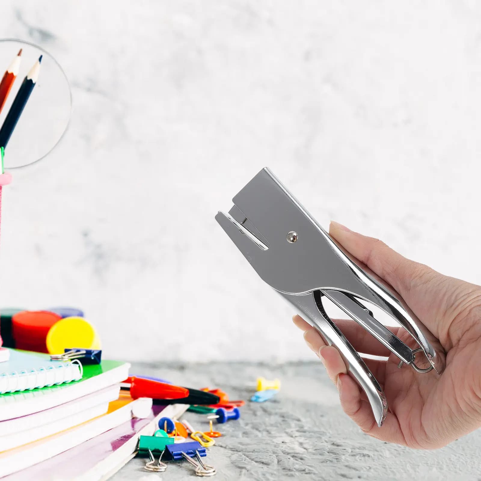 Plier Stapler Duty 2-20 Sheets No Jam 24/6 Staples Office Hand Grip Stapler School Warehouse Silver Desk Metal