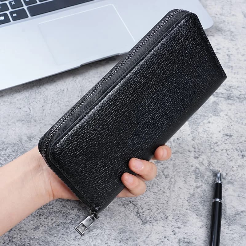 Portafoglio lungo con cerniera da uomo portafoglio grande pochette borsa per cellulare portafoglio per biglietti da visita per il tempo libero.