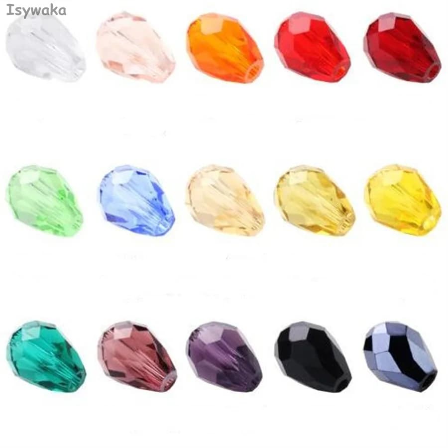 Isywaka Teardrop Beads Austria Crystal Beads Waterdrop Beads Loose Spacer Bead for DIY Jewelry Making,3x5mm,4x6mm,5x7mm