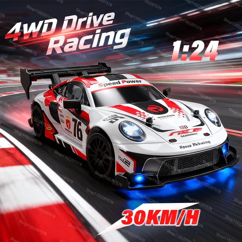 Nuovo 4WD RC Drift Car telecomando 1:24 veicolo da corsa LED RTR 2.4G camion M4 con pneumatici aggiuntivi blocchi stradali giocattolo regalo per bambino adulto