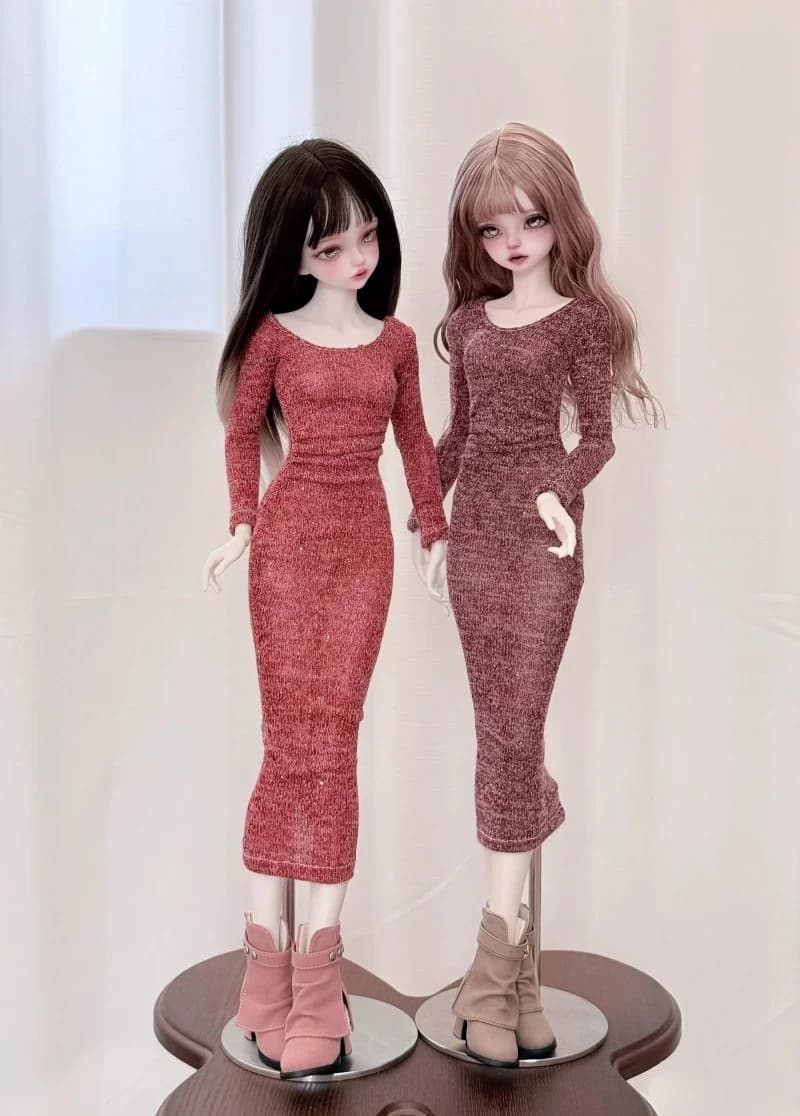 Bjd dolls suit for doll accessories with 1/4 long sleeved skirt