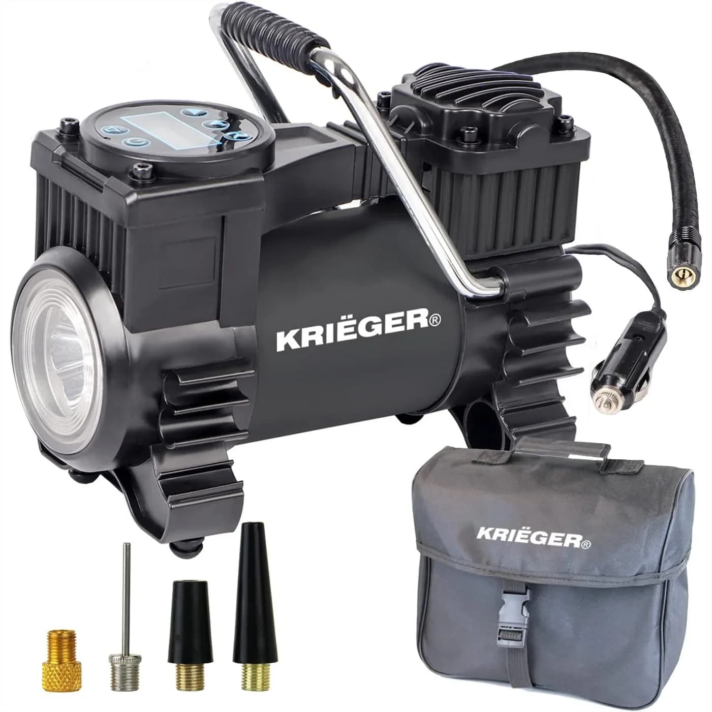 Compressore d'Aria Portatile 12V DC con Manometro Digitale, Spegnimento Automatico, 120 PSI Max per Pneumatici Auto e