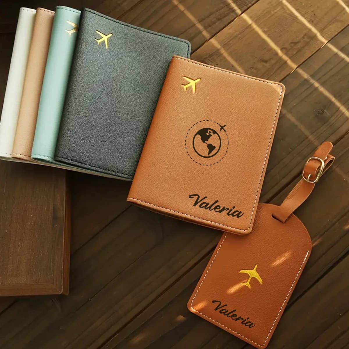Custom luggage label, passport clip set with land design, passport bag, luggage label, travel pass