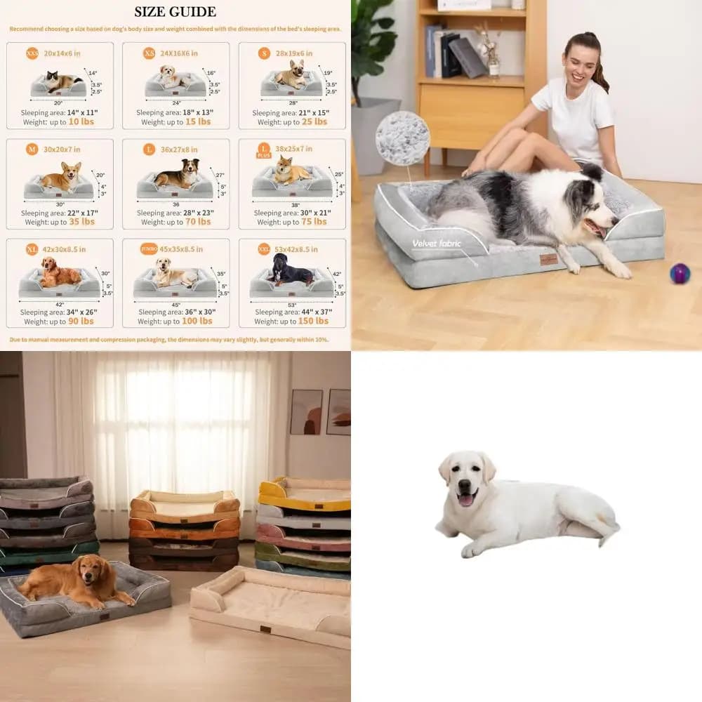 Cuccia Ortopedica Grande per Cani, 45x35 Pollici, Schiuma a Nido d'Ape Impermeabile XL, Bordo Rimovibile, Rivestimento Lavabile e Base Antiscivolo, Grigio