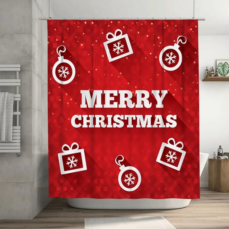 TU Tenda da doccia natalizia Impermeabile Decorazioni festive per le vacanze Modello di buon Natale Sfondo in tessuto per il bagno Decorazione per la casa delle vacanze