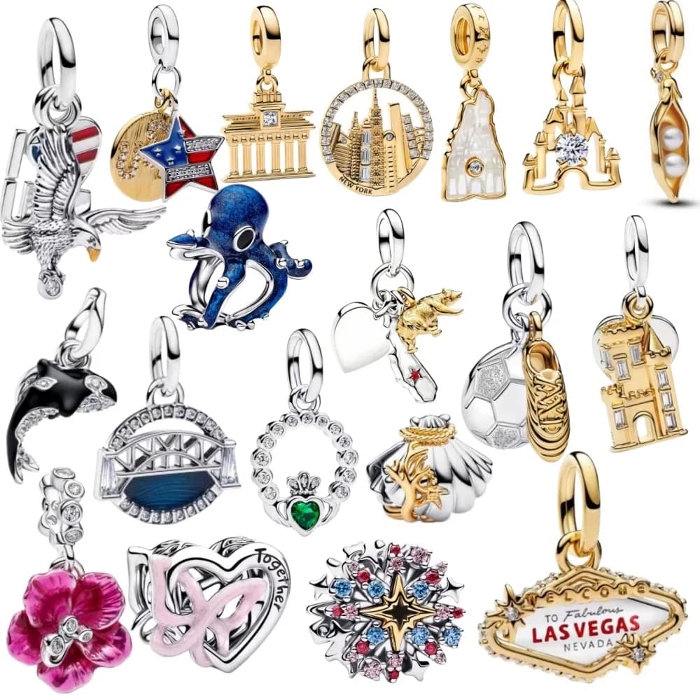925 Silver, Travel Landmark, Octopus, Eagle Bead Pendant, Suitable for Original Bracelet DIY Accessories Exquisite Jewelry