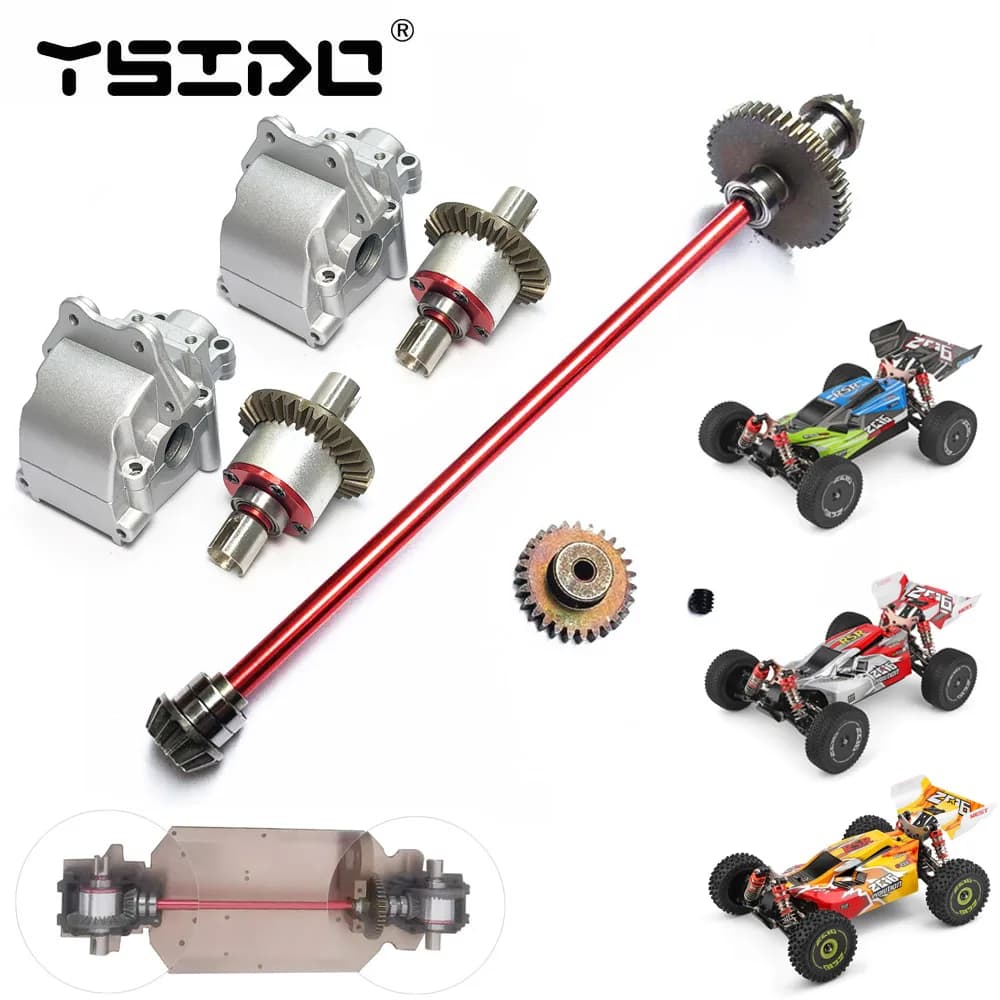 Parti di aggiornamento Wltoys 124019 124018 124016 124017 144001 1/12 1/14 RC Auto Metallo Principale Asse Centrale Albero Motore Differenziale Ingranaggio