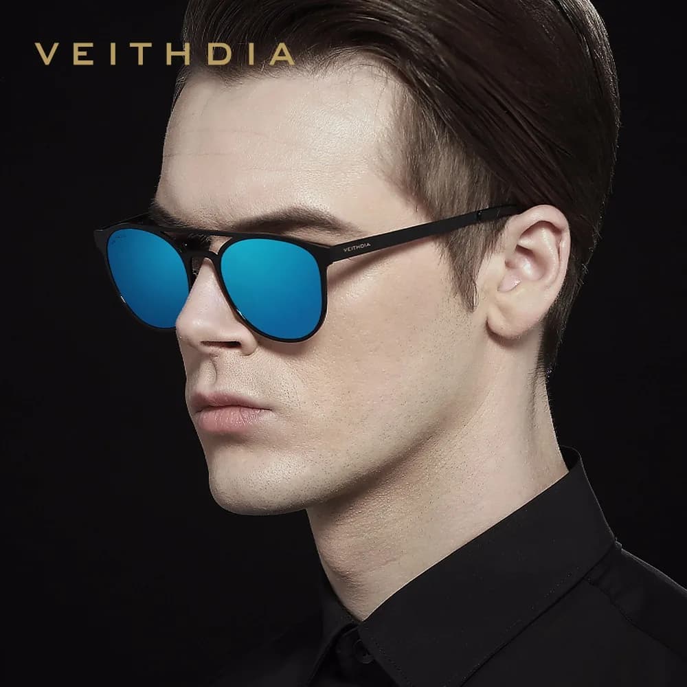 VEITHDIA Occhiali da sole con montatura rotonda alla moda Occhiali unisex VFA3900 Occhiali da sole polarizzati UV400 da uomo vintage Accessori per occhiali da vista maschili
