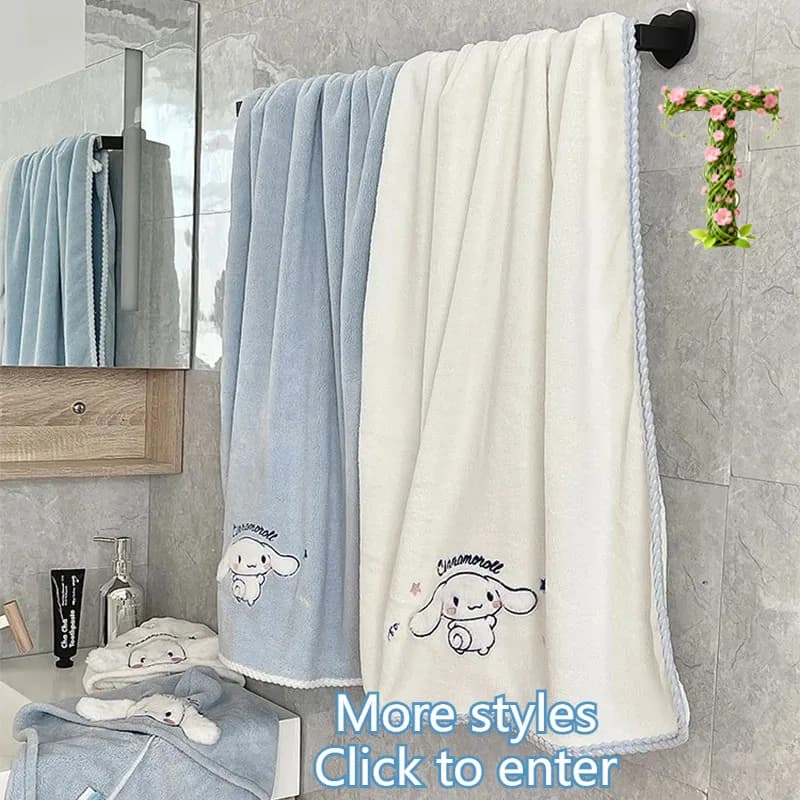 Hello Kitty Cinnamoroll Kuromi facial wash towel with dry hair head Suitable women can wrap adult children's bath towels