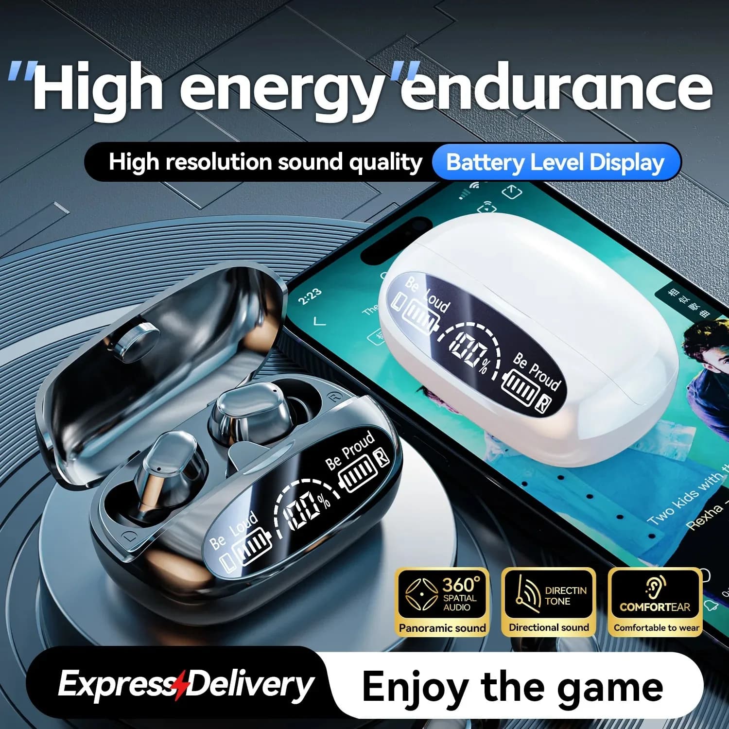 Nuovi auricolari Bluetooth wireless M22 digitali mini sportivi per musica e giochi con microfono integrato compatibili con Android e iOS