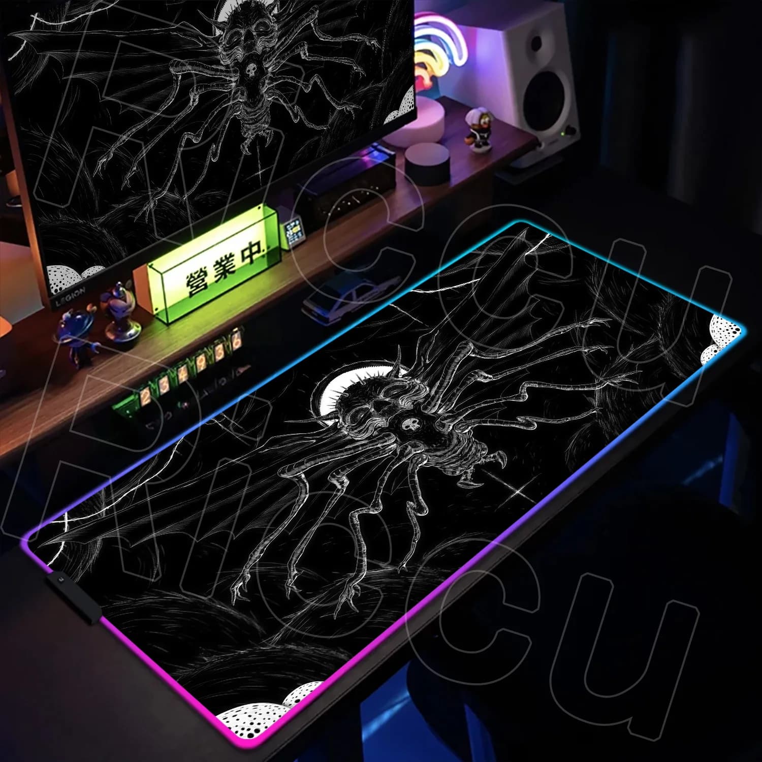RGB Dark Horror punk Skull FAI DA TE personalizza HD Mouse Pad Grande Gioco 90x40 cm Gaming Tastiera Tavolo Gomma Ufficio Tappeto LED Tappetino da scrivania