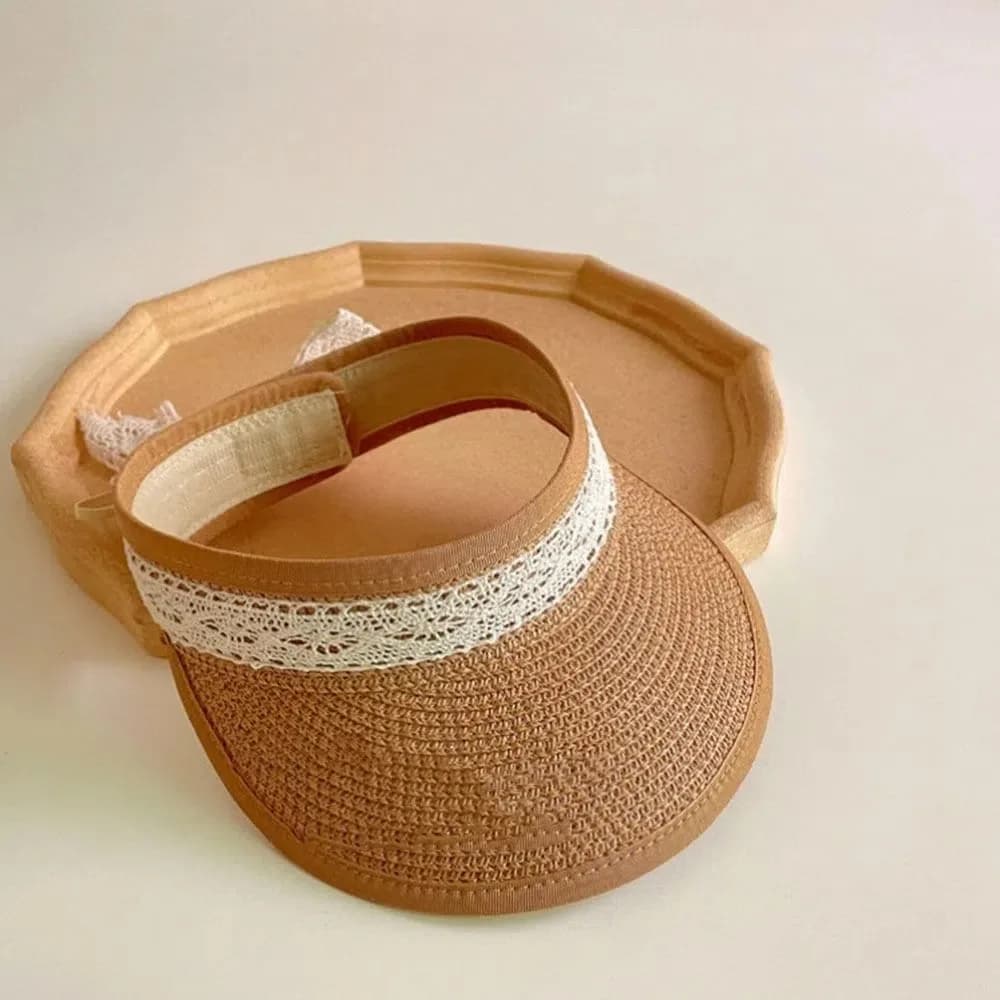 Ins Summer Baby Berretti di paglia Coreano Beach Bow Cappello di paglia di pizzo Vuoto Top a tesa larga Cappello da sole per bambini Vacanza