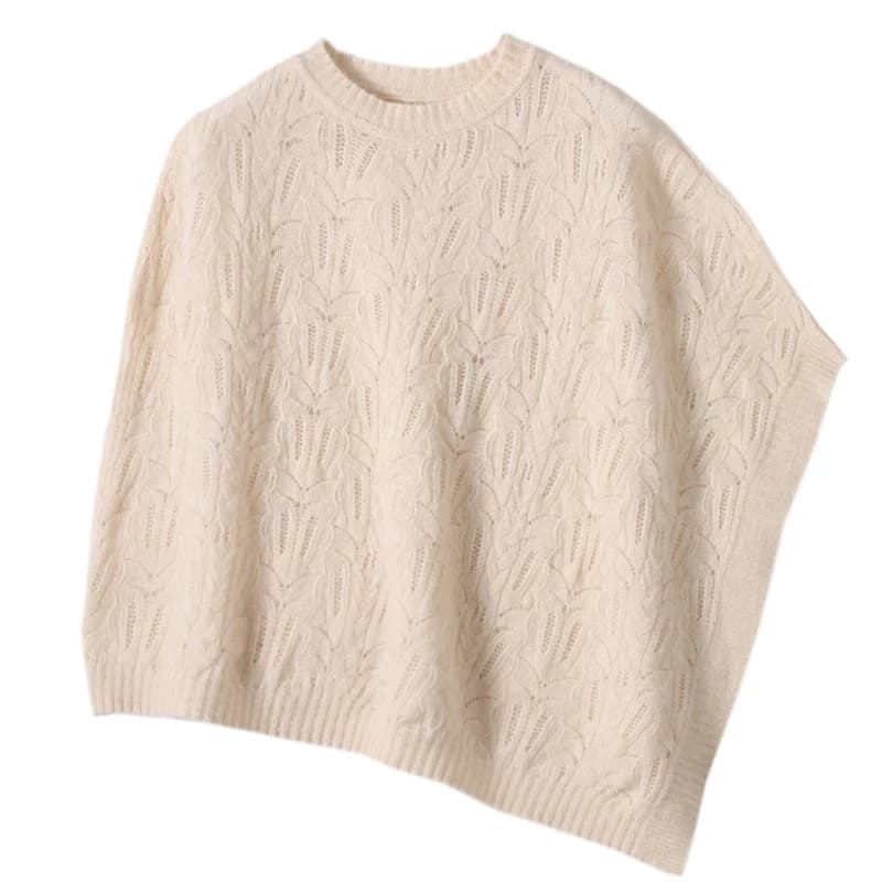 1 pz donna 100% lana merino girocollo mantello cavo irregolare farfalla fiore lavorato a maglia mantello scialle