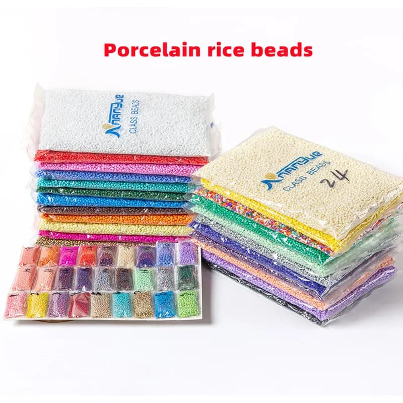 Perline di miglio di 24 colori, perle di riso in porcellana, perle di riso in vetro da 2/3/4 mm, perline punto croce fai da te, perline, 450 g/confezione