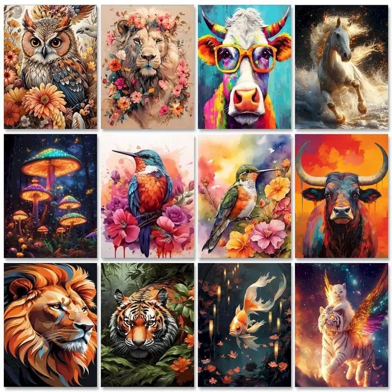 CHENISTORY Diy Painting By Numbers Kits For Adults Animals Canvas Painting Acrylic Paint Drawing By Numbers For Home Decors Gift
