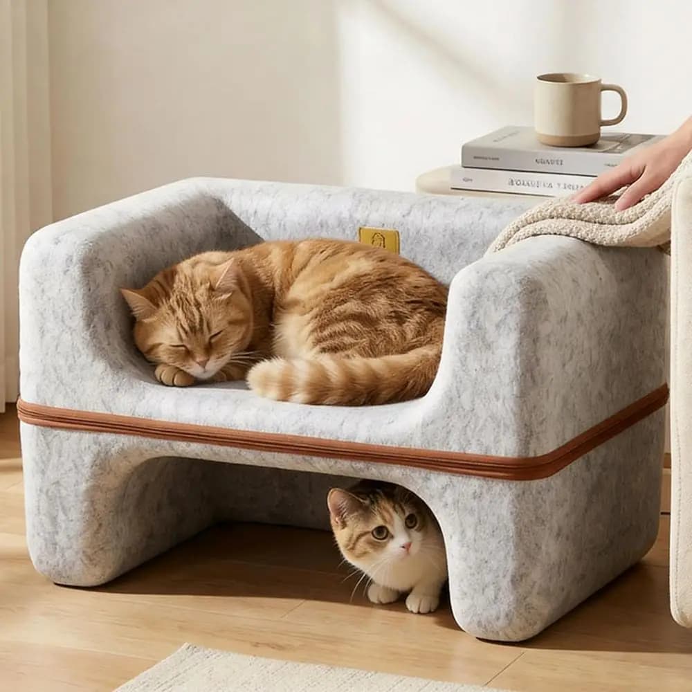 Cuccia per Gatti 2-in-1 Cozy con Cuscino Amico delle Unghie, Divano Reversibile e Lavabile per Cani di Piccola Taglia e Gatti, Cuccia a Grotta per Gatti con Cuscino Rimovibile