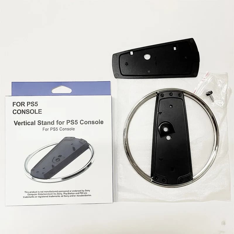 Supporto Verticale in Metallo con Base Antiscivolo in Gomma per PS5 e PS5 Slim (Versioni CD e Digital) - Accessori per Videogiochi