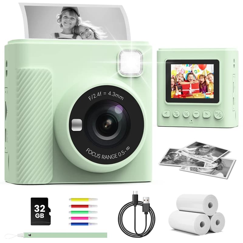 Fotocamera Digitale Portatile 1080P con Stampa Istantanea a Colori, Fotografia ad Alta Definizione, Fotocamera Pronta per la Stampa, Perfetta per Bambini