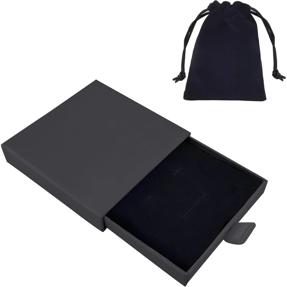 Small Black Velvet Jewelry Gift Box with Organizer Storage Case for Necklace Bracelet Earring Pendant Christmas Birthday Xmas Present Wrapping