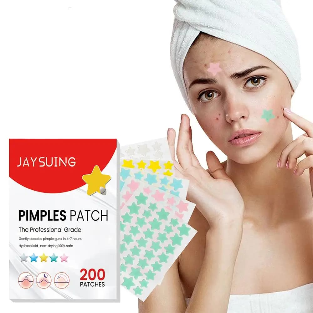 200 Star Shape Clasps for Brufoli, Colorful Stickers in Hydrocolloid for Black Point Healing, High Absorption Carinons for Face Care