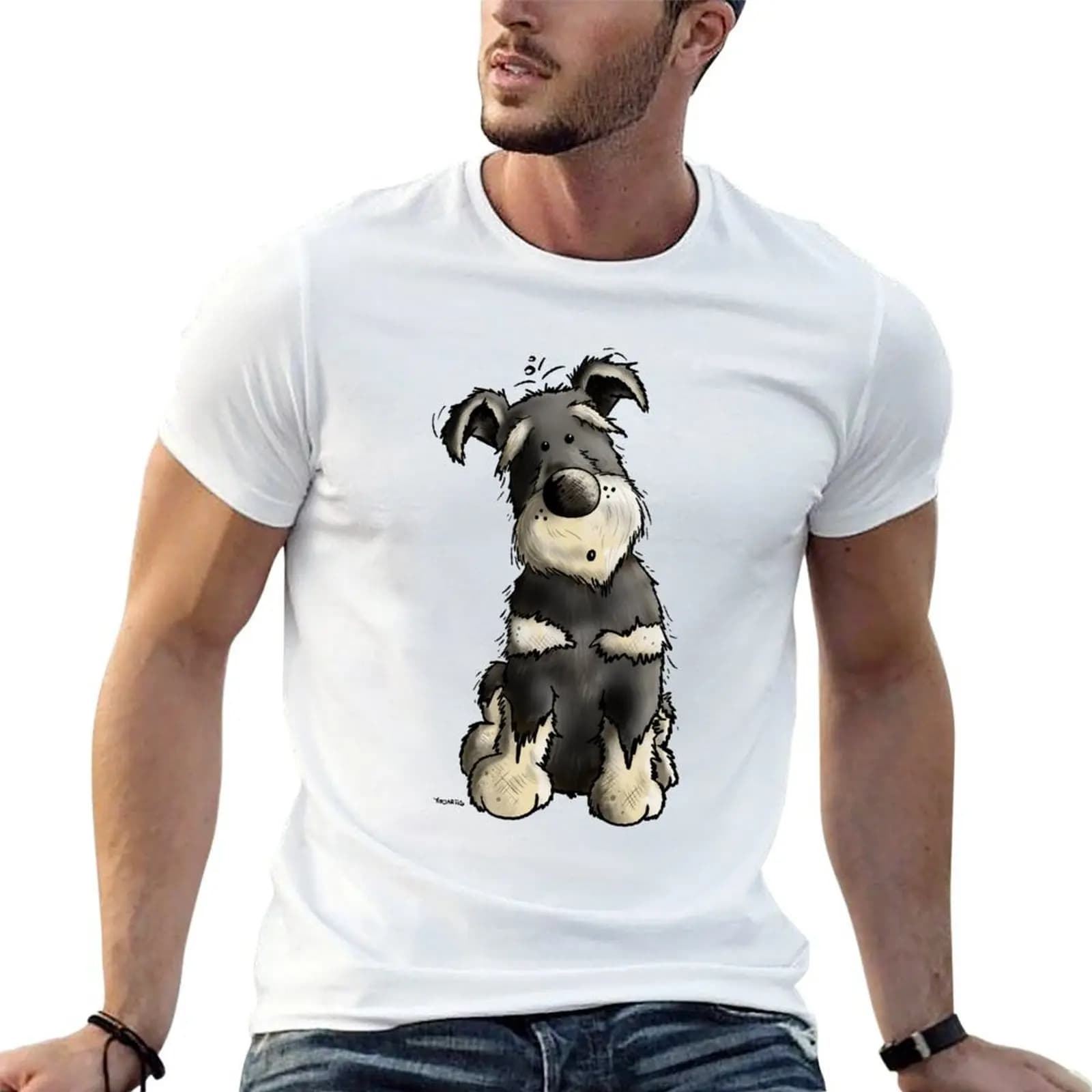 Cute Schnauzer Cartoon T-Shirt graphic t shirts for man man t shirts for men casual t shirt man designer T-shirt