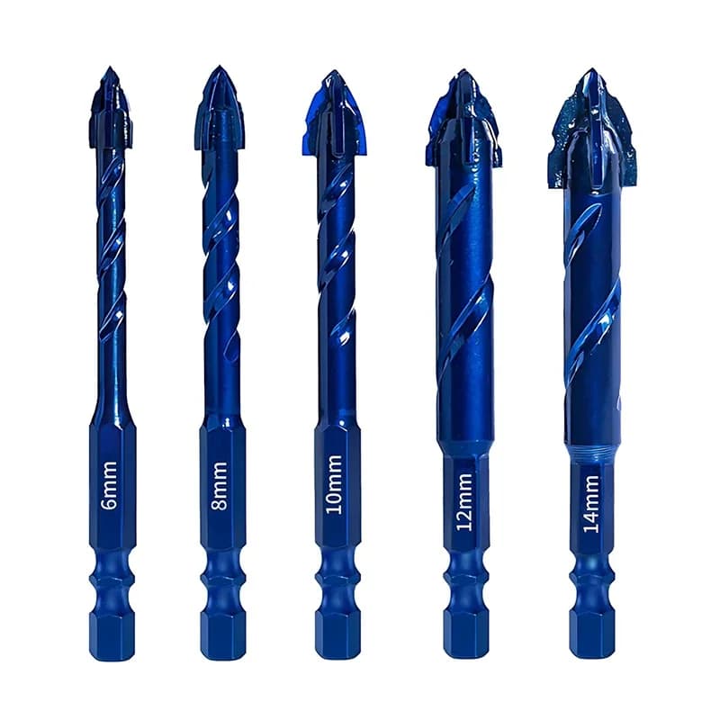 Set di punte da trapano per muratura Set di punte da trapano per calcestruzzo da 6-14 mm per piastrelle, vetro, mattoni, cemento, ceramica, plastica, legno seghettato aggiornato