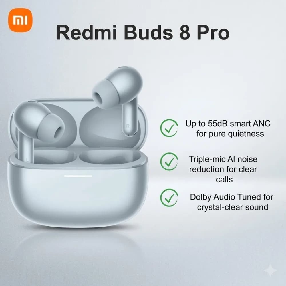 Xiaomi Redmi Buds 8 Pro TWS Earphones 3MIC AI 55dB Active Noise Cancellation Bluetooth 5.4 35 Hours Battery Mi Earbuds Headset