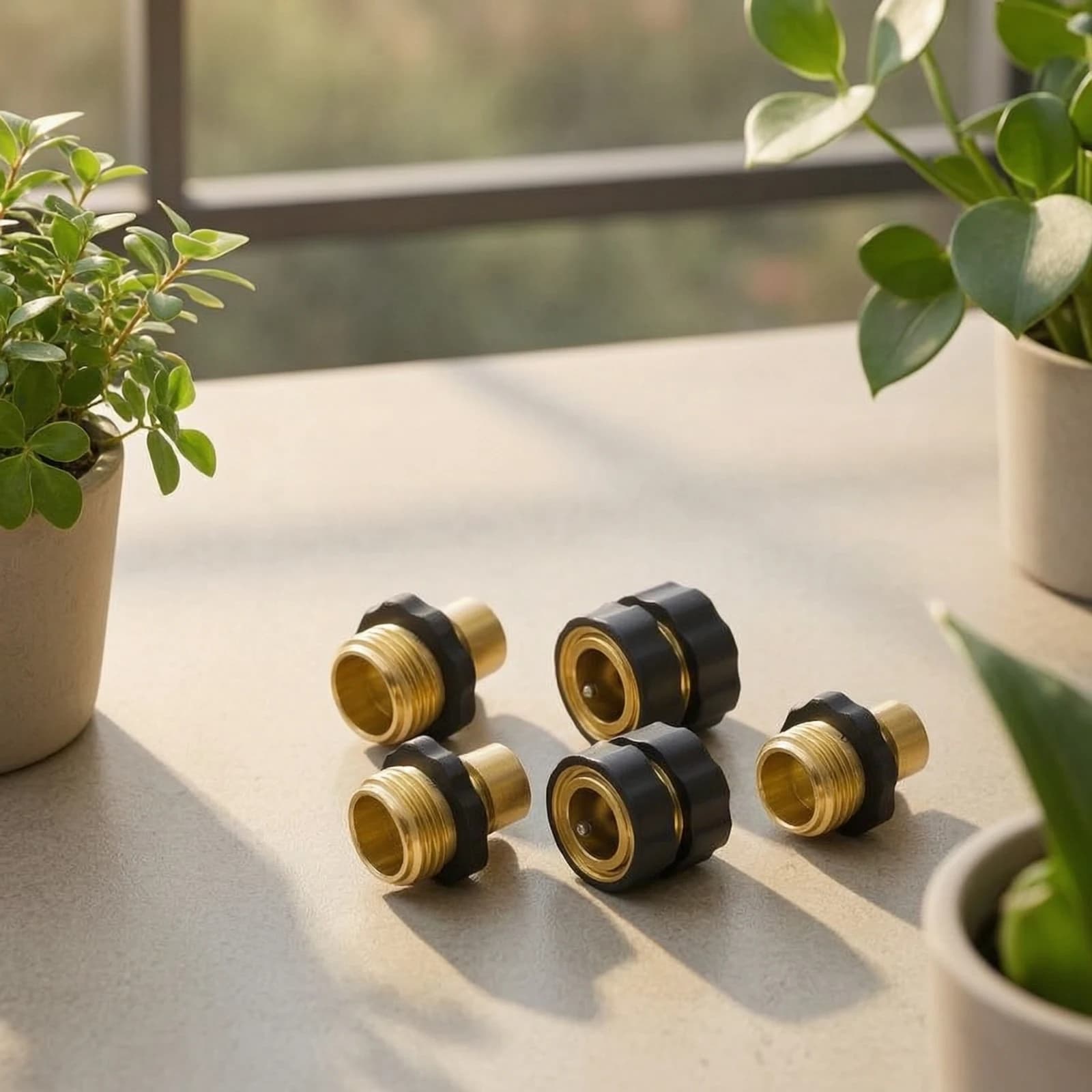 3 Pieces Garden Hose Quick Connector Heavy-Duty Garden Hose Fitting with Washer Quick Connect Fitting Secure Hardware