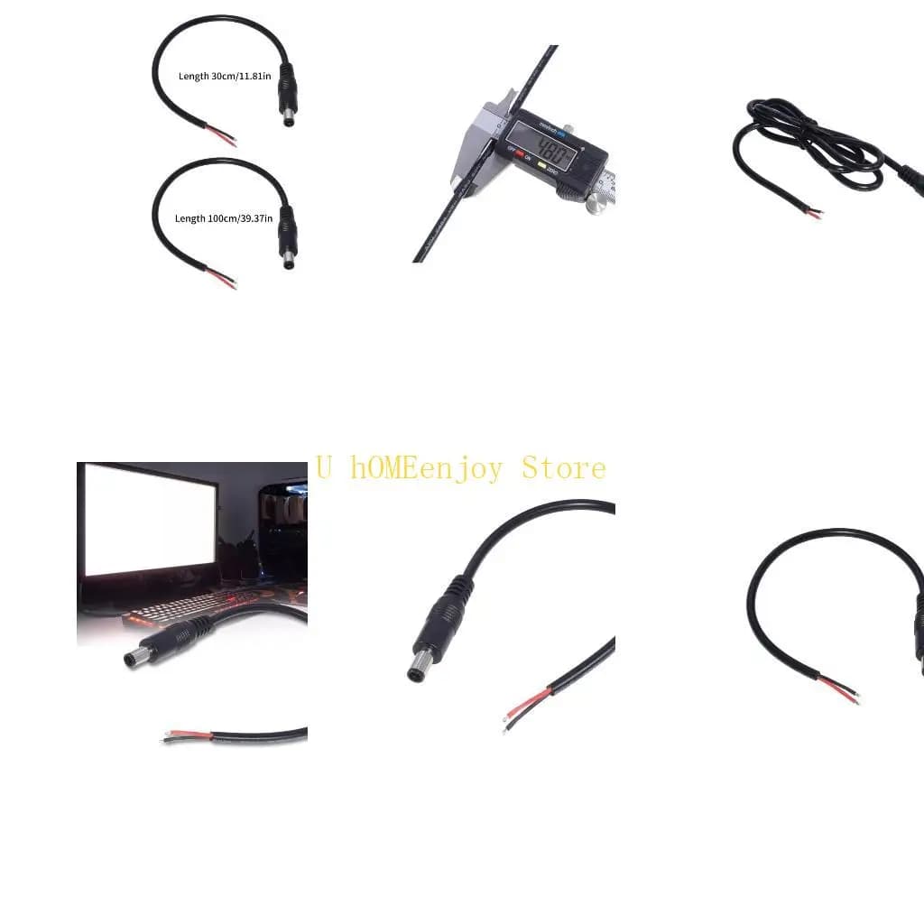 B0KF 7.4mmx5.0mm Male Plug Power Adapter Pigtail Cable Cord 7.4mmx5.0mm to 2Pin Power Cable for Laptops Projectors