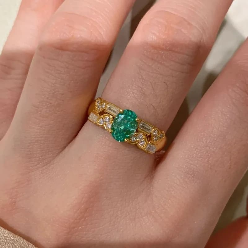 Anelli Paraiba vintage da donna Anello di lusso leggero con diamante a forma di cuore blu verde Anello in argento 925 Regalo di gioielleria raffinata per coppia