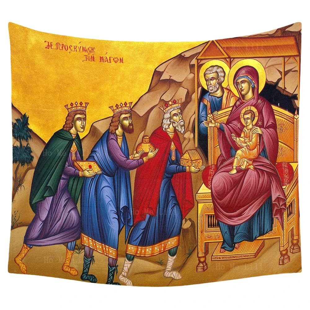 Adoration Of The Magi Jesus Blessing Children Icon Presentation Of Christ Religion Epiphany Tapestry By Ho Me Lili Wall Decor