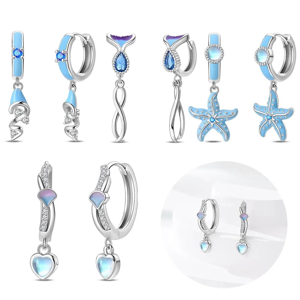 Colori argento Orecchini stella marina blu Orecchini a cerchio per donna Orecchini moda Gioielli Regali Sito ufficiale