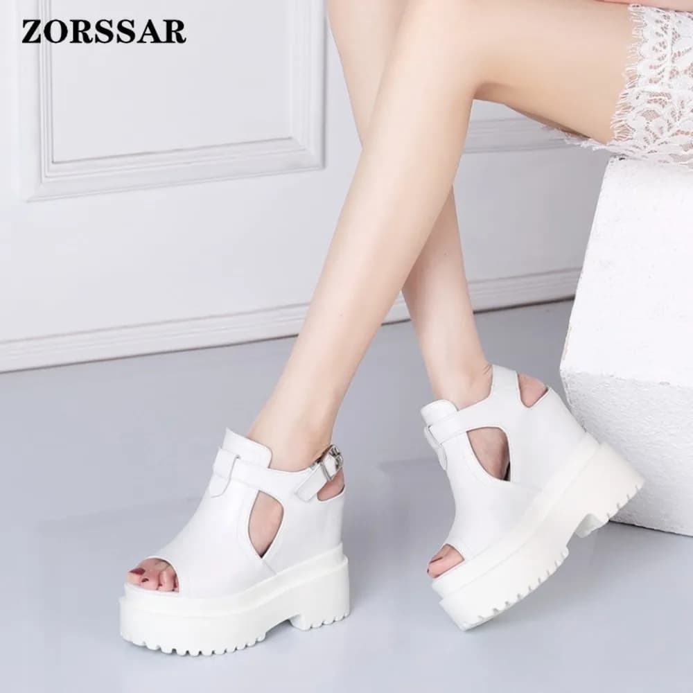 Nuovi Sandali Estivi alla Moda Comodi con Punta Rotonda e Zeppa Leggera, Stile Romano, Antiscivolo, Suola Spessa, Allacciati, Sneakers Casual da Donna