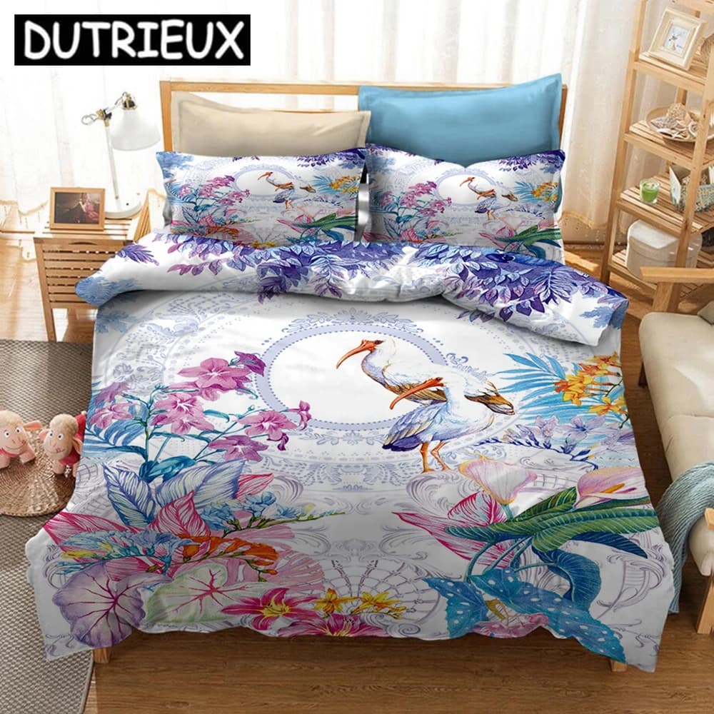 Fiori e piante Set biancheria da letto stampato in 3D Copripiumini Federe Set biancheria da letto consolatore Biancheria da letto Biancheria da letto